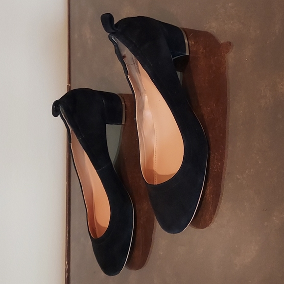 J. Crew Shoes J Crew Womens Anya Black Suede Block Heel Ballet